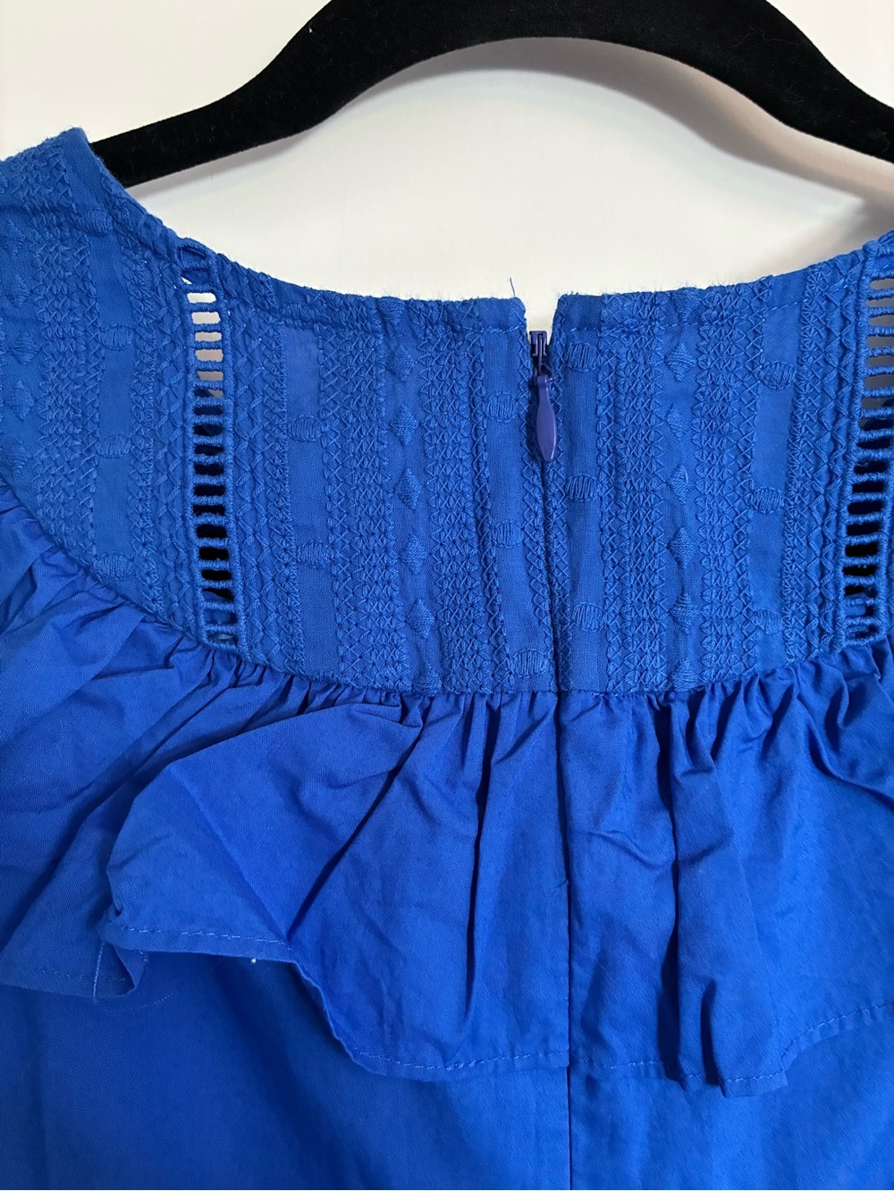 J. Crew Royal Blue Ruffle Neck Sleeveless Dress - Picture 7 of 12